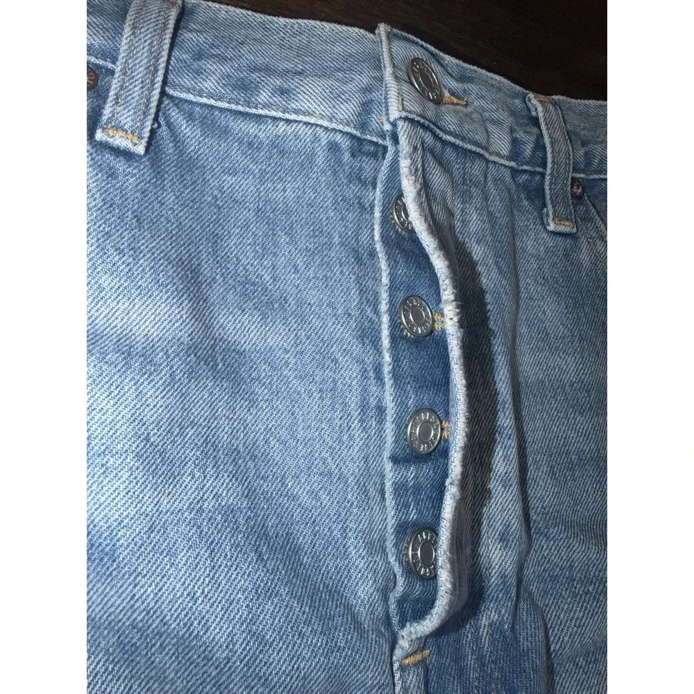 Agolde Women's 31 Parker Long Cotton Denim Shorts Cut Offs Anthropologie Light